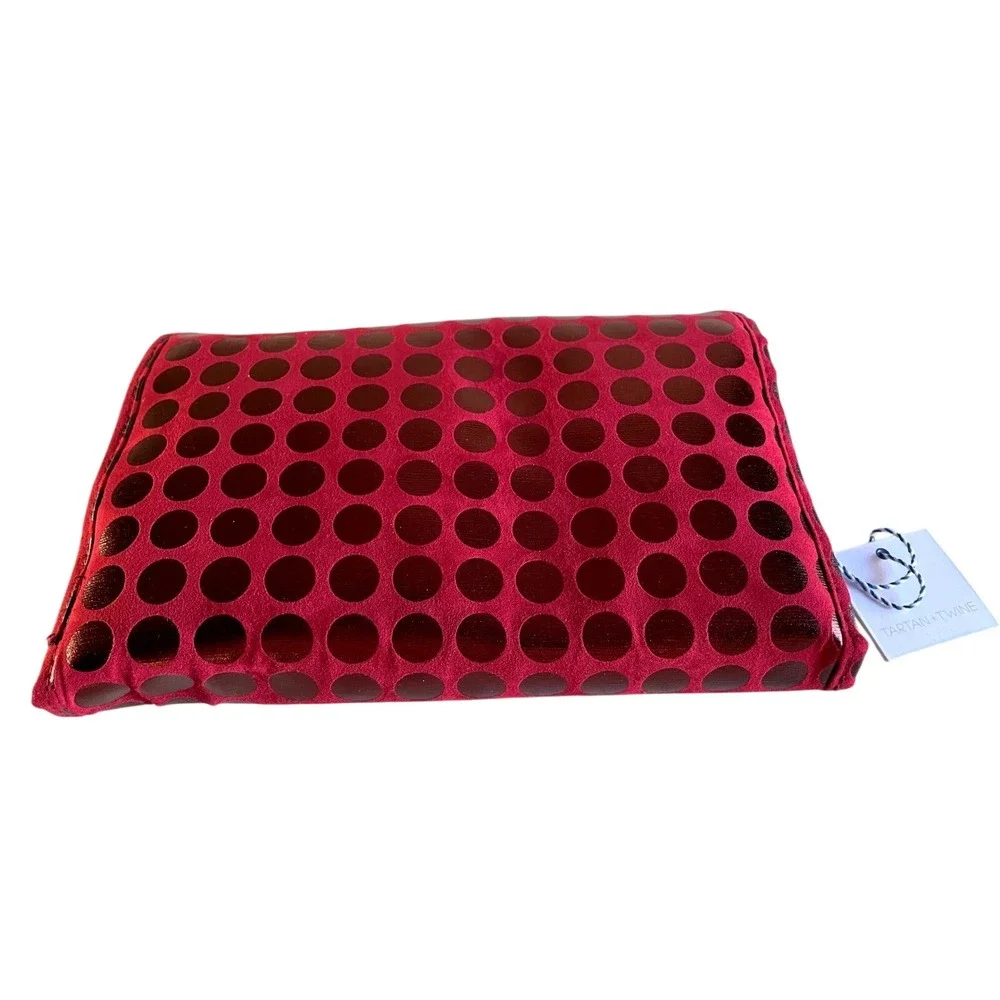 Tartan Twine Red Polka Dot Travel Jewelry Organizer Roll Bag Clutch Pouch NEW‎